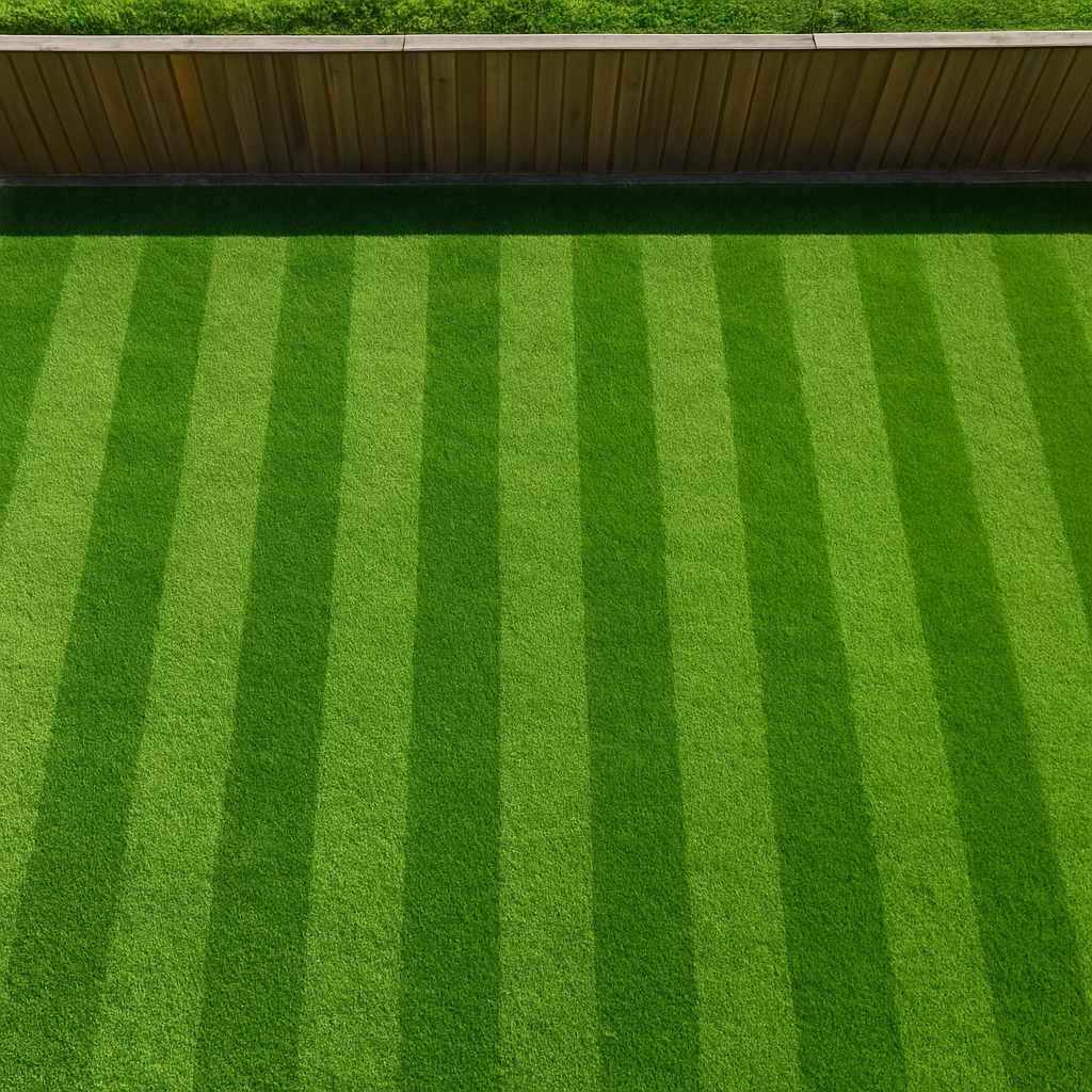 Freshly mowed lawn with clean mowing stripes
