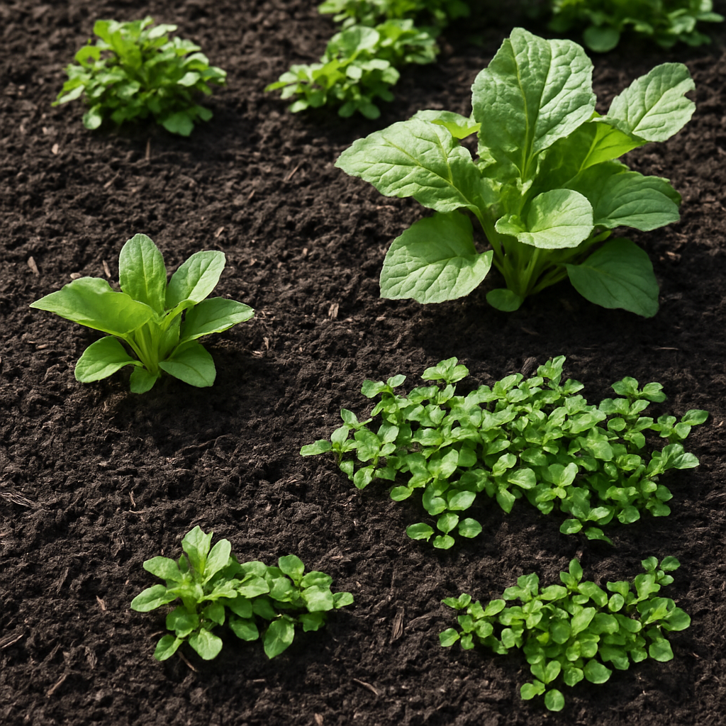 Clean, freshly weeded garden bed with healthy plants